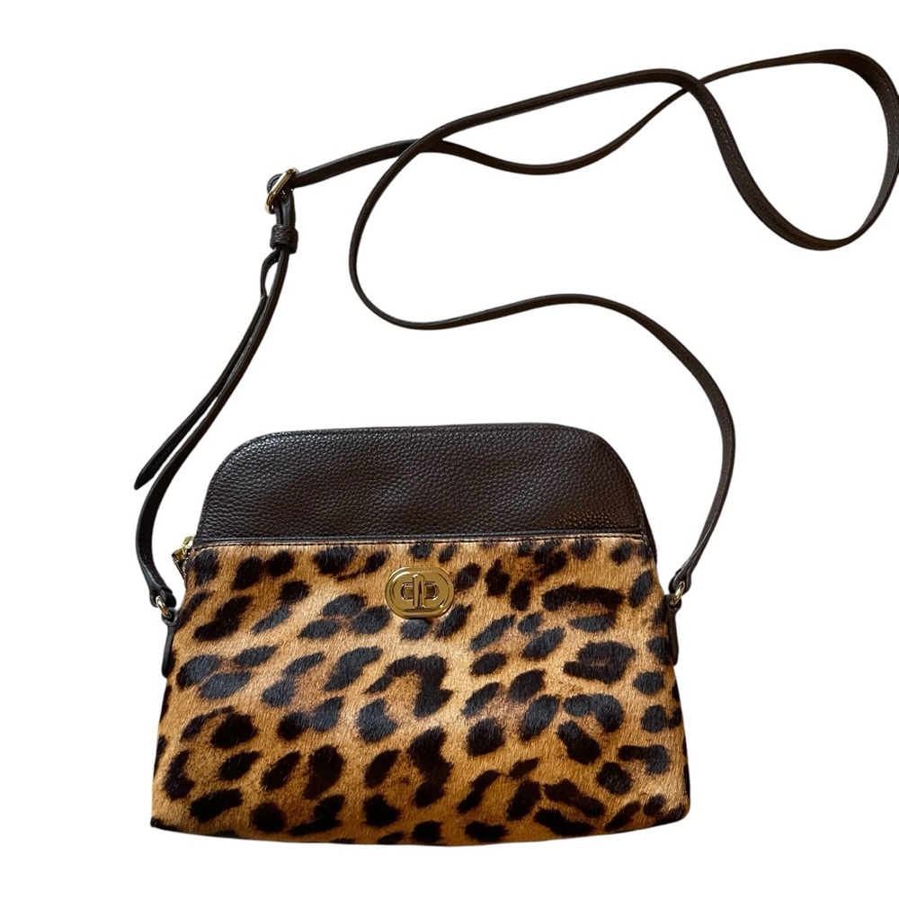 Talbots Leopard Print Crossbody Bag Brown and Tan
